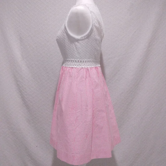 Lilly Pulitzer Alivia Havana Pink Yarn Dye Seersucker Dress with Pockets - Picture 4 of 12